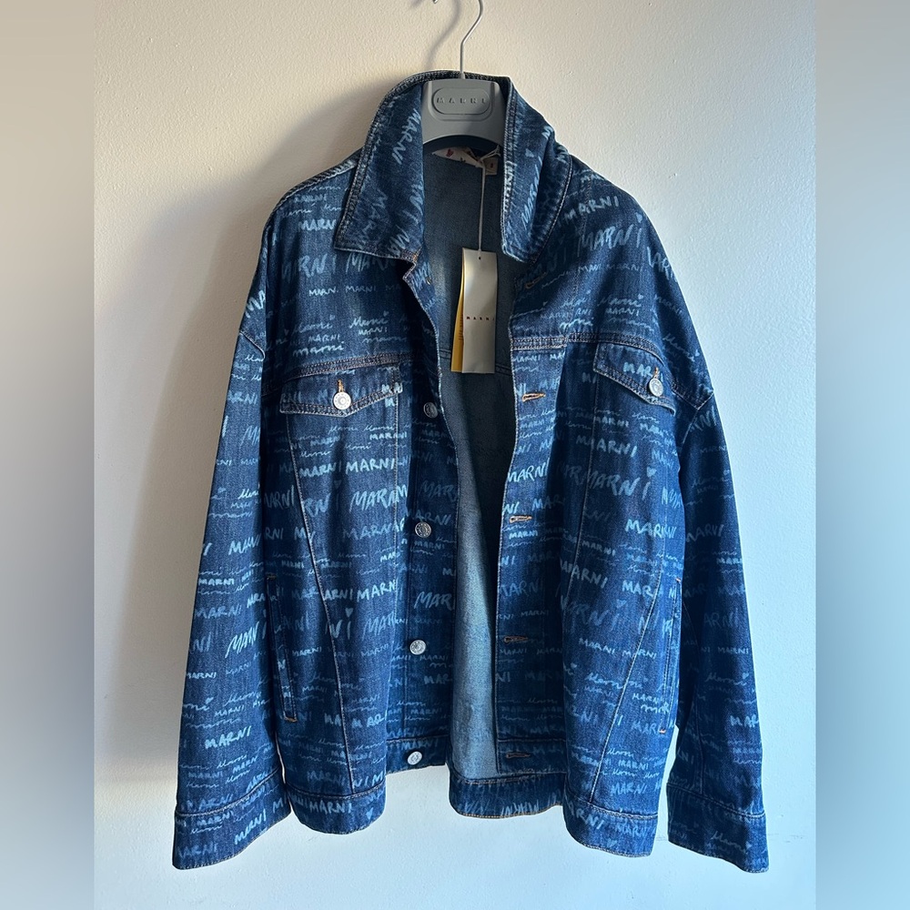 NEW!!!Marni Patterned Blue Denim Jacket
